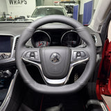Holden Commodore VF Steering Wheel Wrap – Black Leather top / Perforated sides, Black stitch
