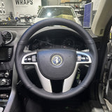 Holden Commodore VE (2006–2013) Steering Wheel Wrap – Black Perforated Leather, Black stitch