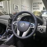 Holden Commodore VE (2006–2013) Steering Wheel Wrap – Black Perforated Leather, Black stitch