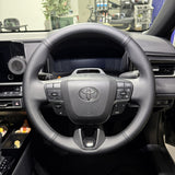 Toyota Camry (2025+) Steering Wheel Wrap – Black Smooth Leather, Black stitch