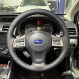 Subaru Impreza / XV (2012–2017) Steering Wheel Wrap – Black Leather, Black stitch