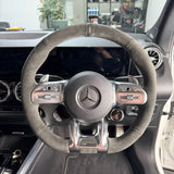 Mercedes-AMGs (2015–2021) Steering Wheel Wrap – Dark Grey Alcantara, Grey stitch, Black leather marker