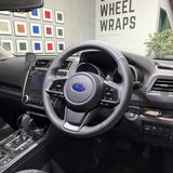 Subaru Impreza / Outback / Crosstrek / Forester (2018+) Steering Wheel Wrap – Black Smooth Leather, Grey stitch
