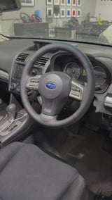 Subaru Impreza / XV (2012–2017) Steering Wheel Wrap – Black Leather, Black stitch