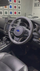 Subaru Impreza / Outback / Crosstrek / Forester (2018+) Steering Wheel Wrap – Black Smooth Leather, Grey stitch