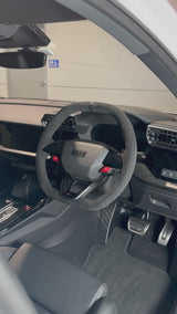 Audi RS (2025+) Steering Wheel Wrap – Black Alcantara, Black stitch, Black Leather marker