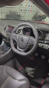 Holden Commodore VF Steering Wheel Wrap – Black Leather top / Perforated sides, Black stitch